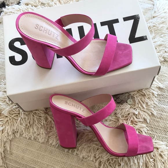 SCHUTZ Maribel Rosa Vibrant Pink Sandal Heels 6 - Picture 3 of 15